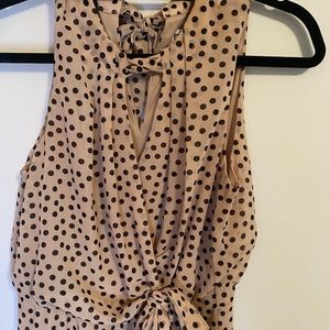 Karen Stevens Tan Polka Dot Midi Dress